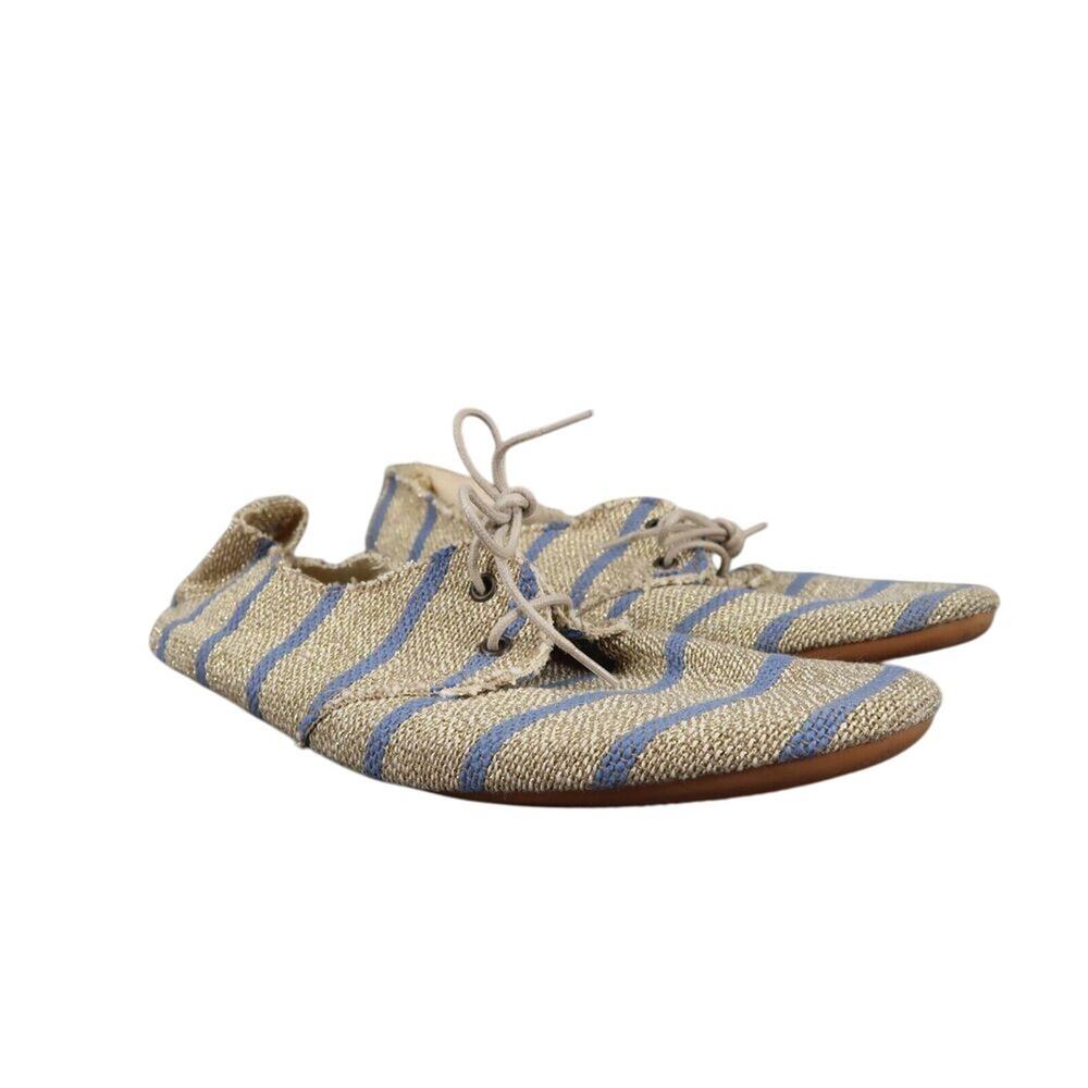 Anniel Shoes Womens 35 Oxford Ballet Flats Fashion Classic Metallic Stripe Soft